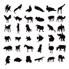 silhouette set of animals