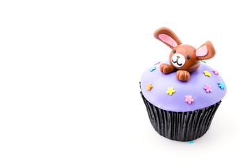 Easter cupcakes isolated white background