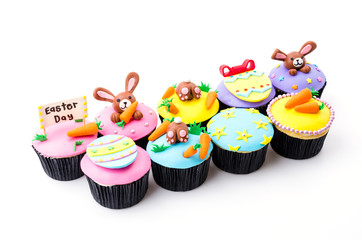 Easter cupcakes isolated white background