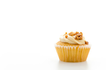 Nuts cupcake isolated on white background