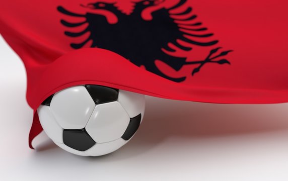 Albania Flag With Championship Soccer Ball