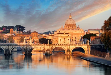 Türaufkleber River Tiber, Ponte Sant Angelo and St. Peter's Basilica © TTstudio