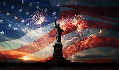 Badkamer foto achterwand Vrijheidsbeeld Independence day. Liberty enlightening the world