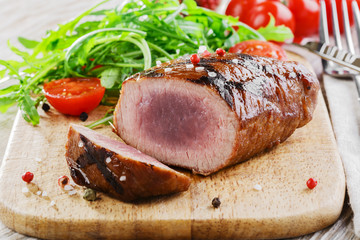 Grilled steak with salad  tenderloin