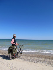 Cyclist on the beach.