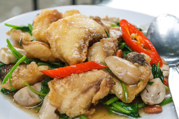 Striped bass stir celery