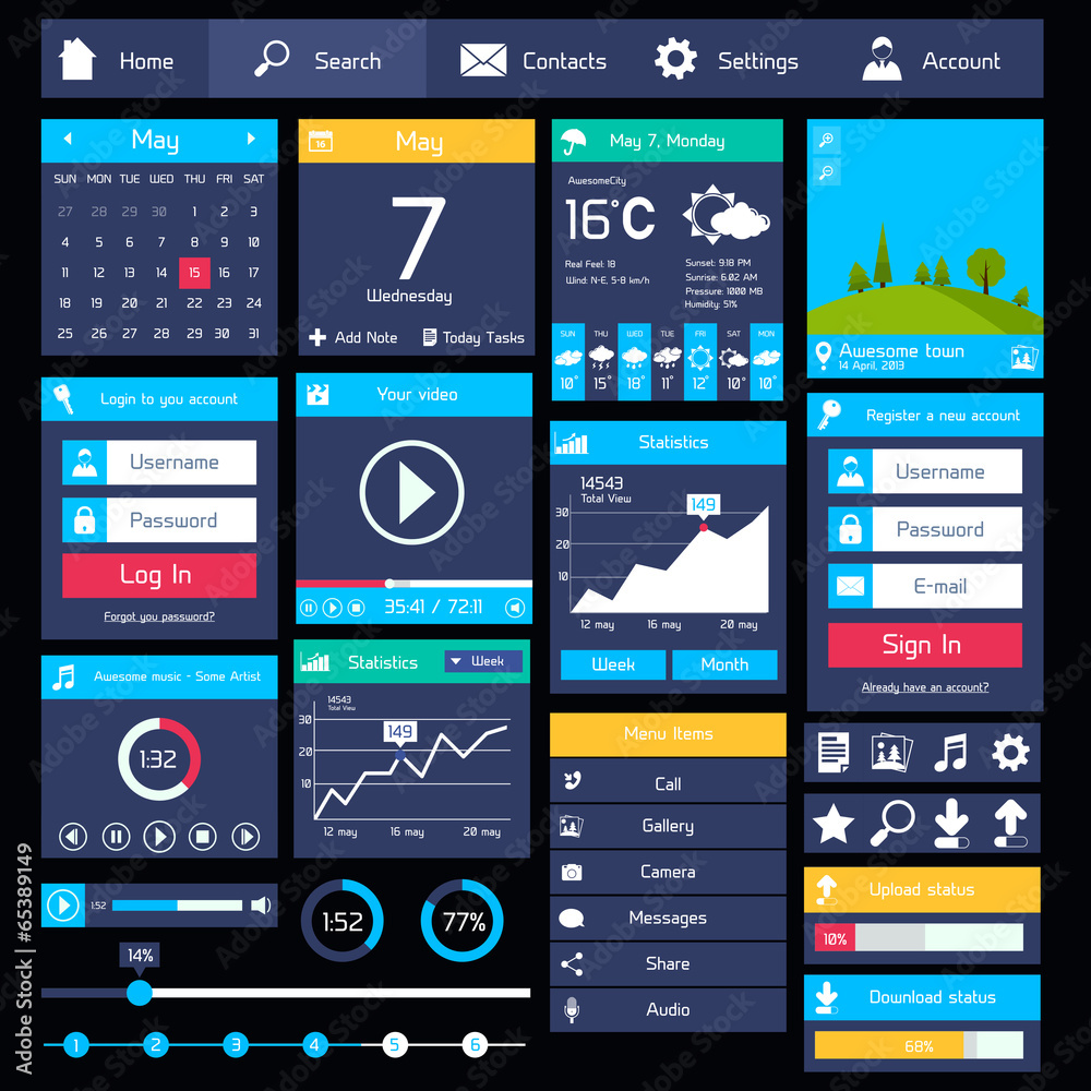 Wall mural flat user interface template