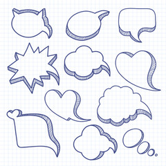 Set of hand drawn speech bubble.