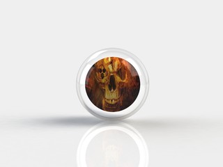 Skull in a glass sphere