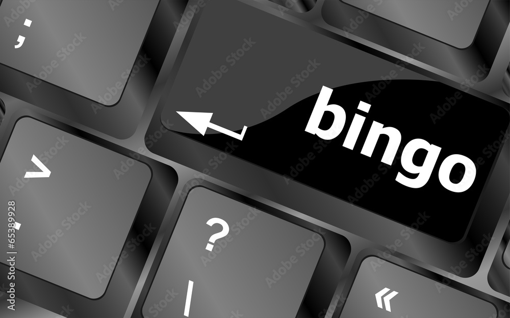 Poster bingo button on computer keyboard keys