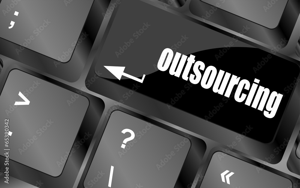 Poster outsourcing button on computer keyboard key