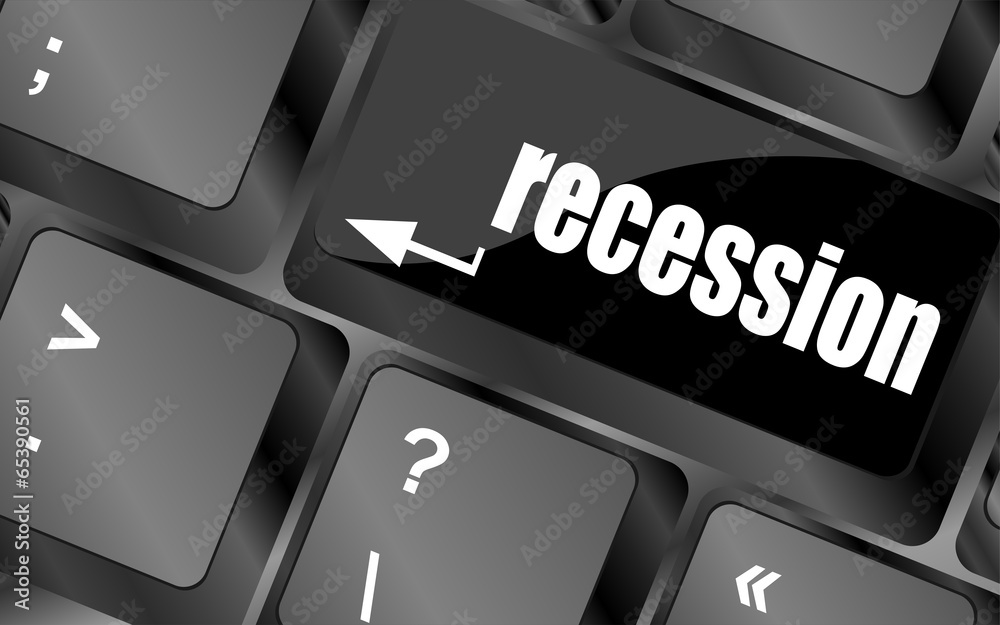 Poster recession button on computer keyboard key