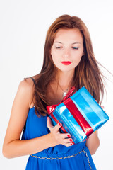 happy woman with gift box