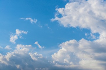 Blue sky with fluffy clouds