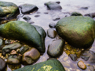 Grüne Felsen an der Küste Rügens