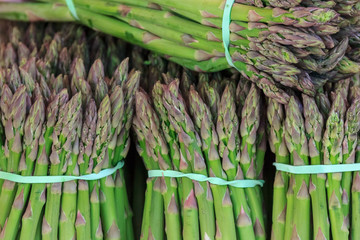 Bunches of green asparagus