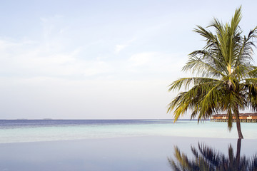 Fototapeta na wymiar Amazing infinity pool in Maldives