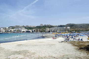 Mediterranean sea at summer day. Mellieha, Malta Island, Europe