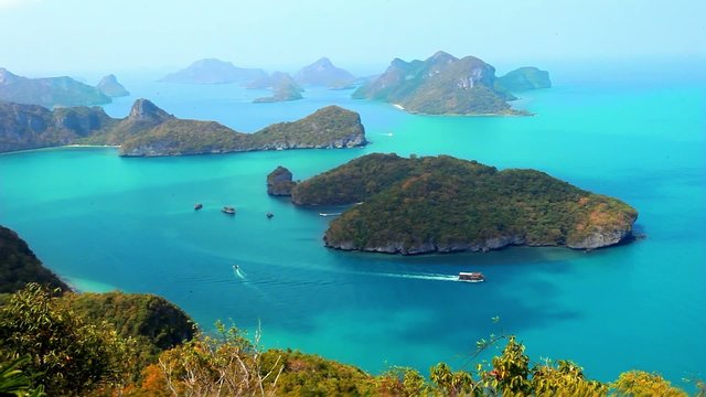 View from Mountain on Angtong marine park of the islands and
