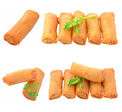 Spring Roll also known as Egg Roll isolated on white.