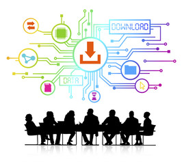 Vector of Business People Discussing Downloading