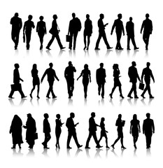 Silhouette Of Business People Commuting