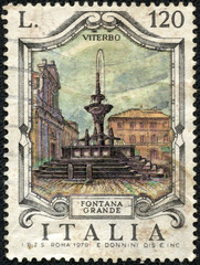 stamp printed in Italy shows Fontana Grande  Great Fountain