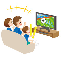 家族　サッカー　観戦