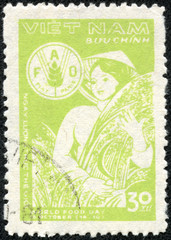 stamp printed in VIETNAM shows World food day