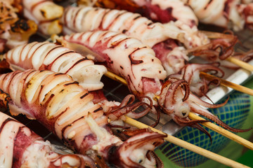 Grilled Squid in thai market