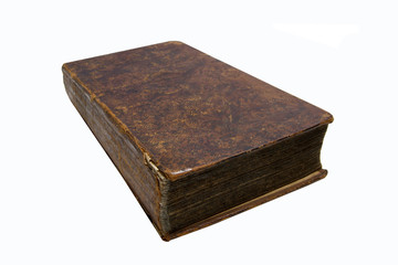Old brown book isolated on white