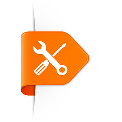 Screwdriver and spanner - Orangener Sticker Pfeil mit Schatten