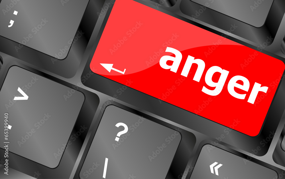 Poster anger button on modern computer keyboard key