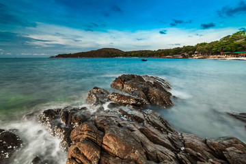 Colorful sunset on island