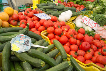 Produce on a market stall