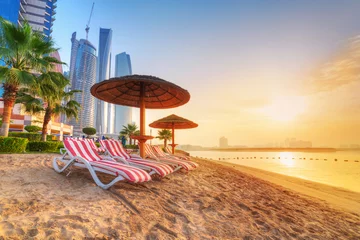Foto op Canvas Zonsopgang op het strand van Perian Gulf in Abu Dhabi © Patryk Kosmider