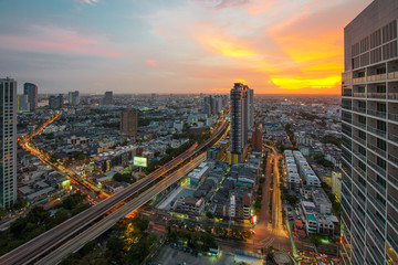 Fototapeta na wymiar Bangkok city night view with nice sky