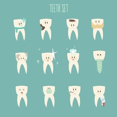 teeth  icon set, (concept of healthy)  vector illustration