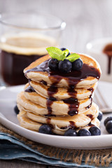 Eggless pancakes with blueberries and chocolate