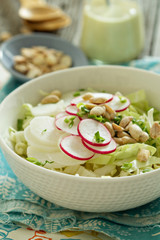 Salad with fresh cabbage, radishes