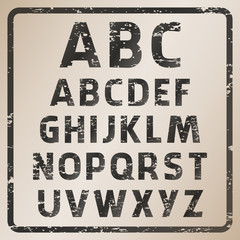 Vector set of rubber stamp alphabet