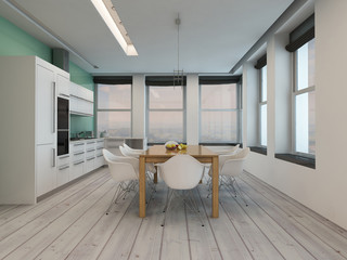 Modern kitchen dining room interior