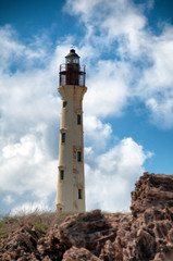 Fototapeta na wymiar California Lighthouse Landmark on Aruba Caribbean