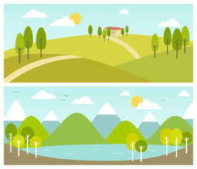 two summer landscape banners