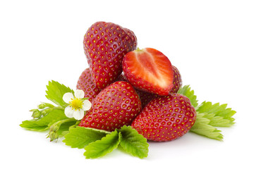 fresh strawberries on white background