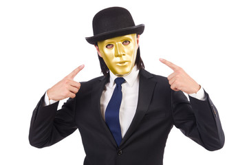 Man with mask isolated on white
