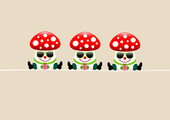 3 Fly Agarics Sunglasses Gifts Beige