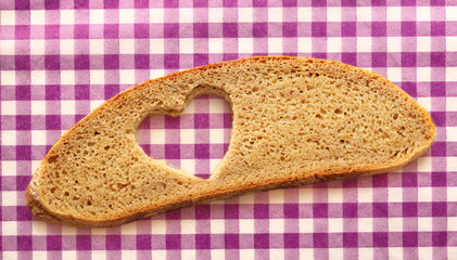 Bread slice and heart cut