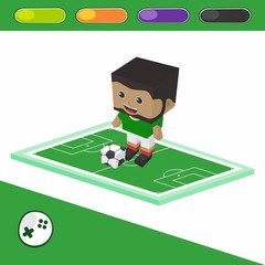 soccer block isometric cartoon character