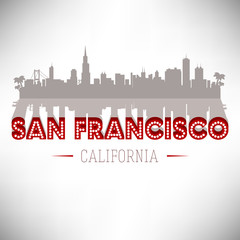 Fototapeta premium San Francisco skyline silhouette vector design.